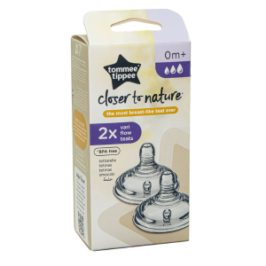 Tommee Tippee Θηλές σιλικόνης Closer to Nature μεταβλητής ροής με οπή σε σχήμα Χ  0+μηνών (2τμχ)