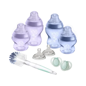 Tommee Tippee Σετ Μπιμπερό Πλαστικά Closer to Nature για νεογέννητα (4 μπιμπερό 150+260ml,6 θηλές 0m+&3m+, 2 πιπίλες, βούρτσα καθαρισμού) ΜΩΒ