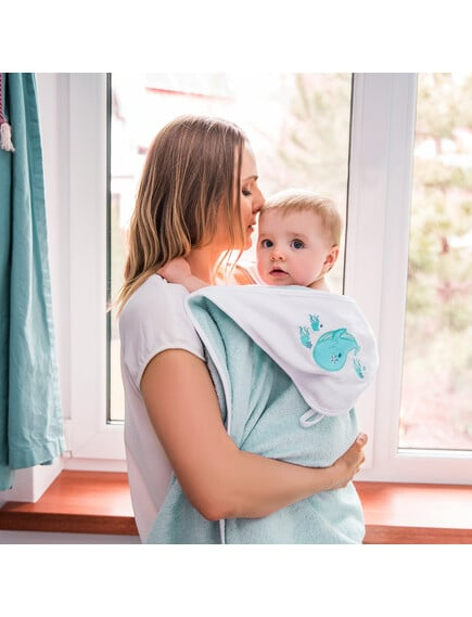 BabyOno: Πετσέτα από Μπαμπού με κουκούλα 85x85 Μπλέ