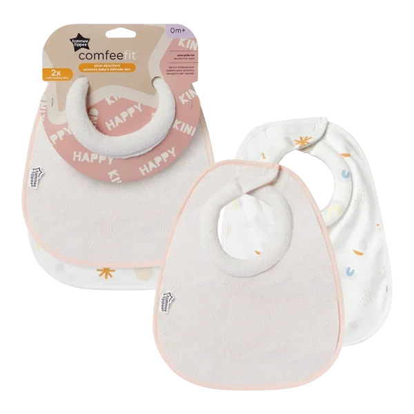 Tommee Tippee Βρεφικές υφασμάτινες σαλιάρες 0m+ (2τμχ) ρόζ